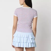 Arizona Stripe Womens Juniors Crew Neck Short Sleeve T-Shirt