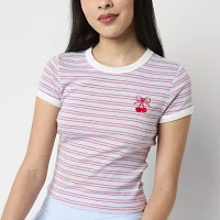 Arizona Stripe Womens Juniors Crew Neck Short Sleeve T-Shirt