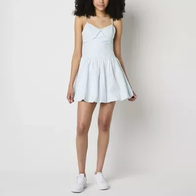 Arizona Bubble Hem Womens Sleeveless Gingham Fit + Flare Dress Juniors