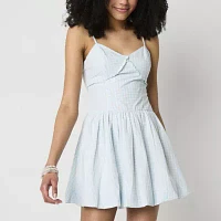 Arizona Bubble Hem Womens Sleeveless Gingham Fit + Flare Dress Juniors