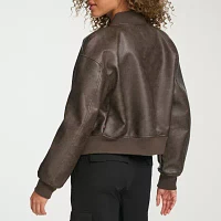 Levi's Faux Leather Wind Resistant Water Midweight Womens Bomber Jacket
