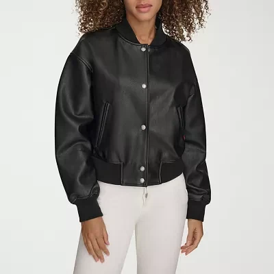 Levi's Faux Leather Wind Resistant Midweight Womens Bomber Jacket