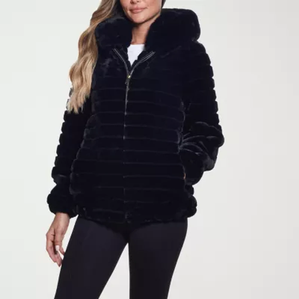 Gallery Faux Fur Hooded Heavyweight Womens Coat