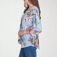 Alfred Dunner Free Spirit Womens Crew Neck 3/4 Sleeve T-Shirt