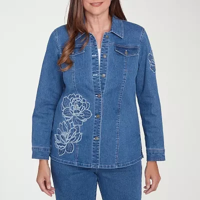 Alfred Dunner Free Spirit Lightweight Denim Womens Jacket