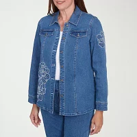 Alfred Dunner Free Spirit Lightweight Denim Womens Jacket