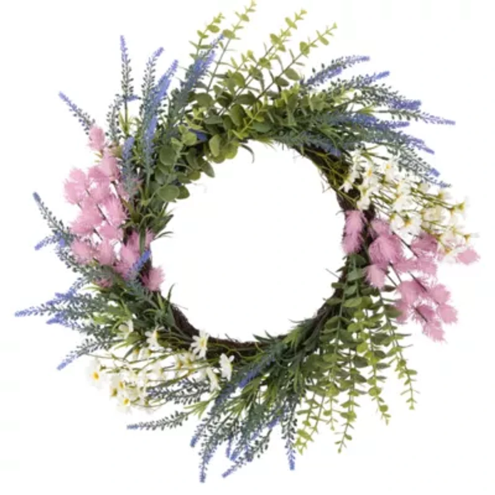 Linden Street 24in Lavendar Wild Flower Indoor Wreath