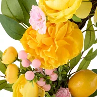 Linden Street 24in Lemon Peony And Pink Berry Wreath