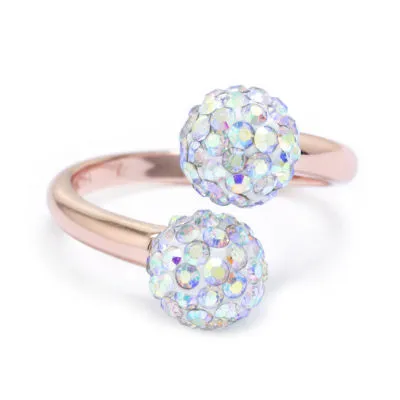 Sparkle Allure Womens Mystic Fire Crystal 14k Rose Gold Over Brass Bypass  Cocktail Ring