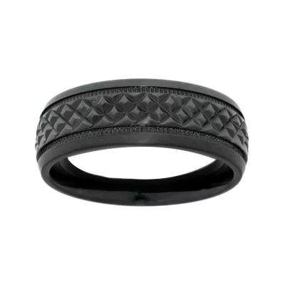 Mens Textured Black Zirconium Wedding Band