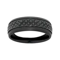 Mens Black Zirconium Textured Wedding Band