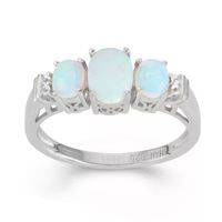 Lab-Created Opal & White Sapphire Sterling Silver 3 Stone Ring