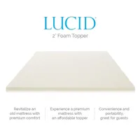 Lucid 2 Inch Foam Mattress Topper