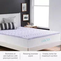 Lucid 2 Inch 5-Zoned Lavender Memory Foam Mattress Topper