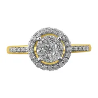 Womens 1/2 CT. T.W. Natural White Diamond 14K Gold Round Halo Cocktail Ring