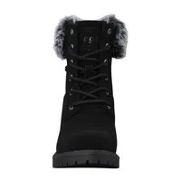Lugz Womens Clove Fur Flat Heel Lace Up Boots