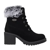 Lugz Womens Clove Fur Flat Heel Lace Up Boots