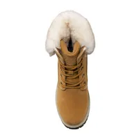 Lugz Womens Clove Fur Flat Heel Lace Up Boots