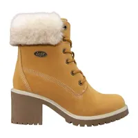 Lugz Womens Clove Fur Flat Heel Lace Up Boots