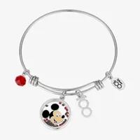 Disney Classics 100 Celebration Multi Color Crystal Silver Tone Pure Silver Over Brass Mickey Mouse Bangle Bracelet