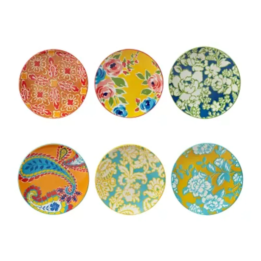 Certified International Damask Floral 6pc Earthenware Salad Plate Set