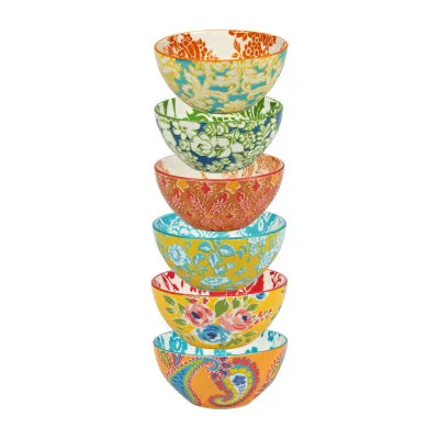 Certified International Damask Floral 6pc Earthenware Cereal Bow Set