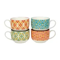 Certified International Damask Floral 4pc Coffee Mug Set