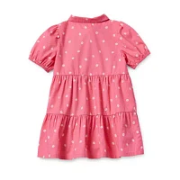 Okie Dokie Toddler & Little Girls Short Sleeve Fitted Sleeve Shirt Dress