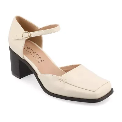 Journee Collection Womens Evangeline Stacked Heel Pumps