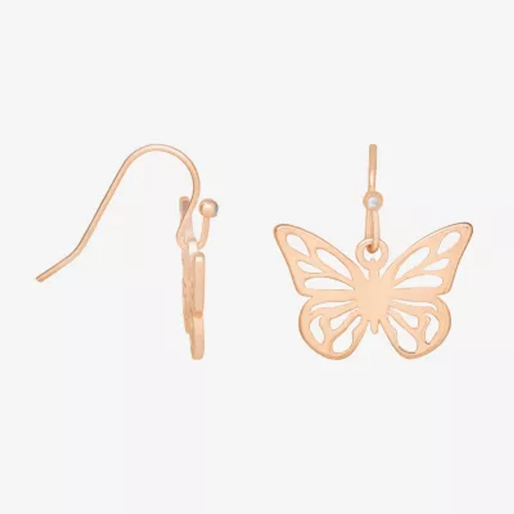 Bijoux Bar Delicates Delicates Rose Tone Butterfly Drop Earrings