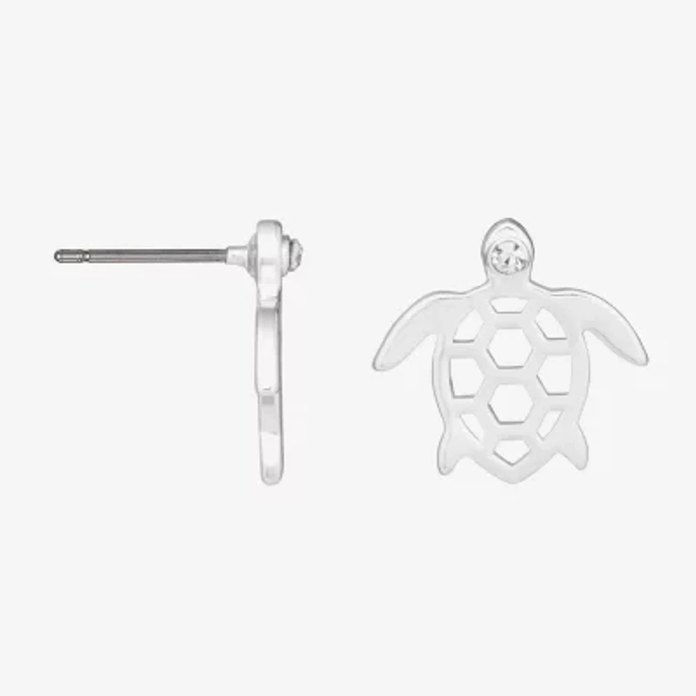 Bijoux Bar Delicates Silver Tone Turtle Glass 12.5mm Stud Earrings