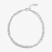 Bijoux Bar Delicates Delicates Silver Tone 9 Inch Link Ankle Bracelet