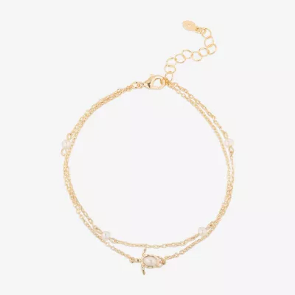 Bijoux Bar Delicates Delicates Gold Tone Turtle 9 Inch Link Ankle Bracelet