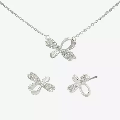 Sparkle Allure Cubic Zirconia Silver Tone Pure Silver Over Brass Bow 2-pc. Jewelry Set