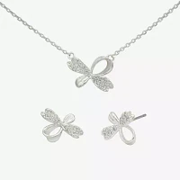 Sparkle Allure Cubic Zirconia Silver Tone Pure Silver Over Brass Bow 2-pc. Jewelry Set