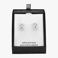 Sparkle Allure Cubic Zirconia Pure Silver Over Brass 12mm Stud Earrings