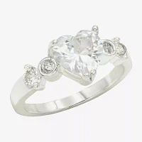 Sparkle Allure Cubic Zirconia Pure Silver Over Brass Heart Cocktail Ring