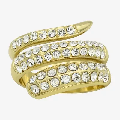 Sparkle Allure Snake Wrap Crystal 14K Gold Over Brass Bypass  Band