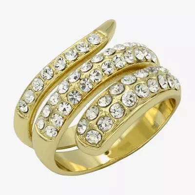 Sparkle Allure Snake Wrap Crystal 14K Gold Over Brass Bypass  Band