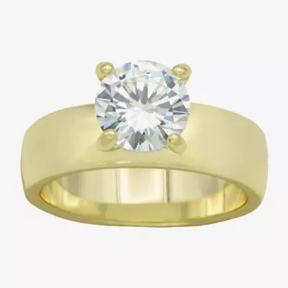 Sparkle Allure Womens Cubic Zirconia 14K Gold Over Brass Round Engagement Ring
