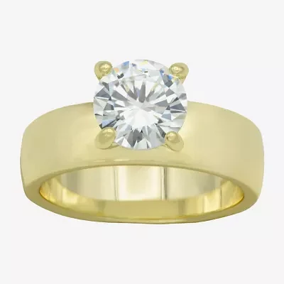 Sparkle Allure Womens Cubic Zirconia 14K Gold Over Brass Round Engagement Ring