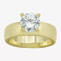 Sparkle Allure Cubic Zirconia 14K Gold Over Brass Round Engagement Ring