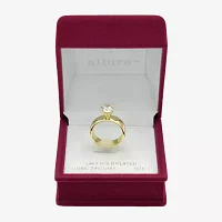 Sparkle Allure Cubic Zirconia 14K Gold Over Brass Round Engagement Ring