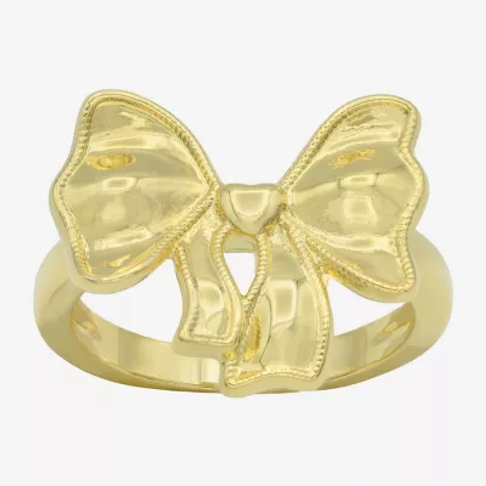 Sparkle Allure 14K Gold Over Brass Bow Cocktail Ring