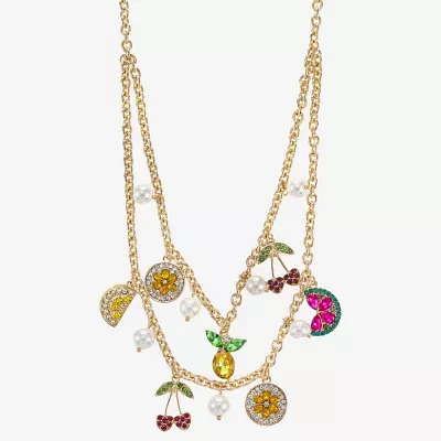 Monet Jewelry Gold Tone Fruit Lemon Watermelon Multi Color Gold Tone Collar Necklace