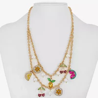 Monet Jewelry Gold Tone Fruit Lemon Watermelon Multi Color Gold Tone Collar Necklace