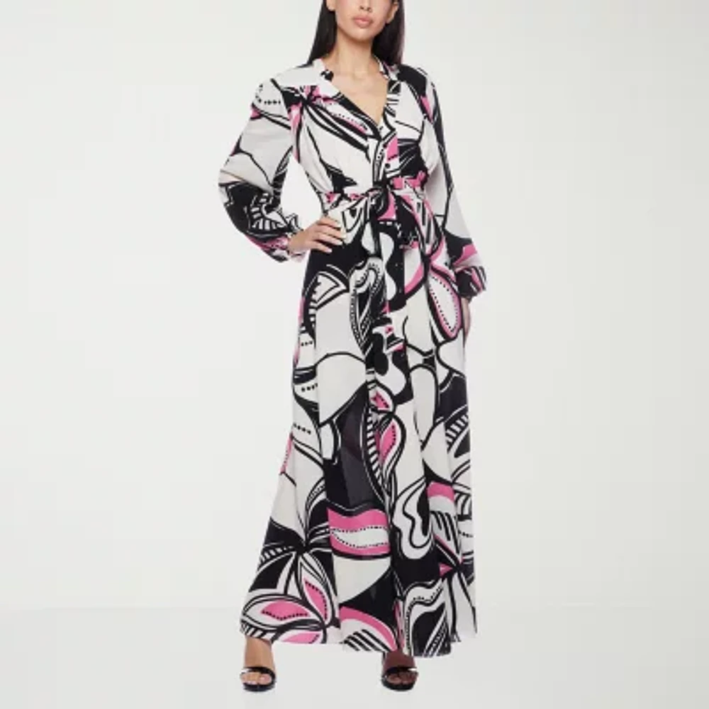 Premier Amour Womens Long Sleeve Floral Maxi Dress