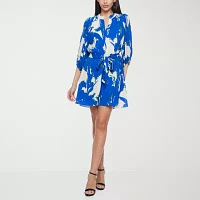 Premier Amour Womens 3/4 Sleeve Floral Fit + Flare Dress