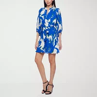 Premier Amour Womens 3/4 Sleeve Floral Fit + Flare Dress