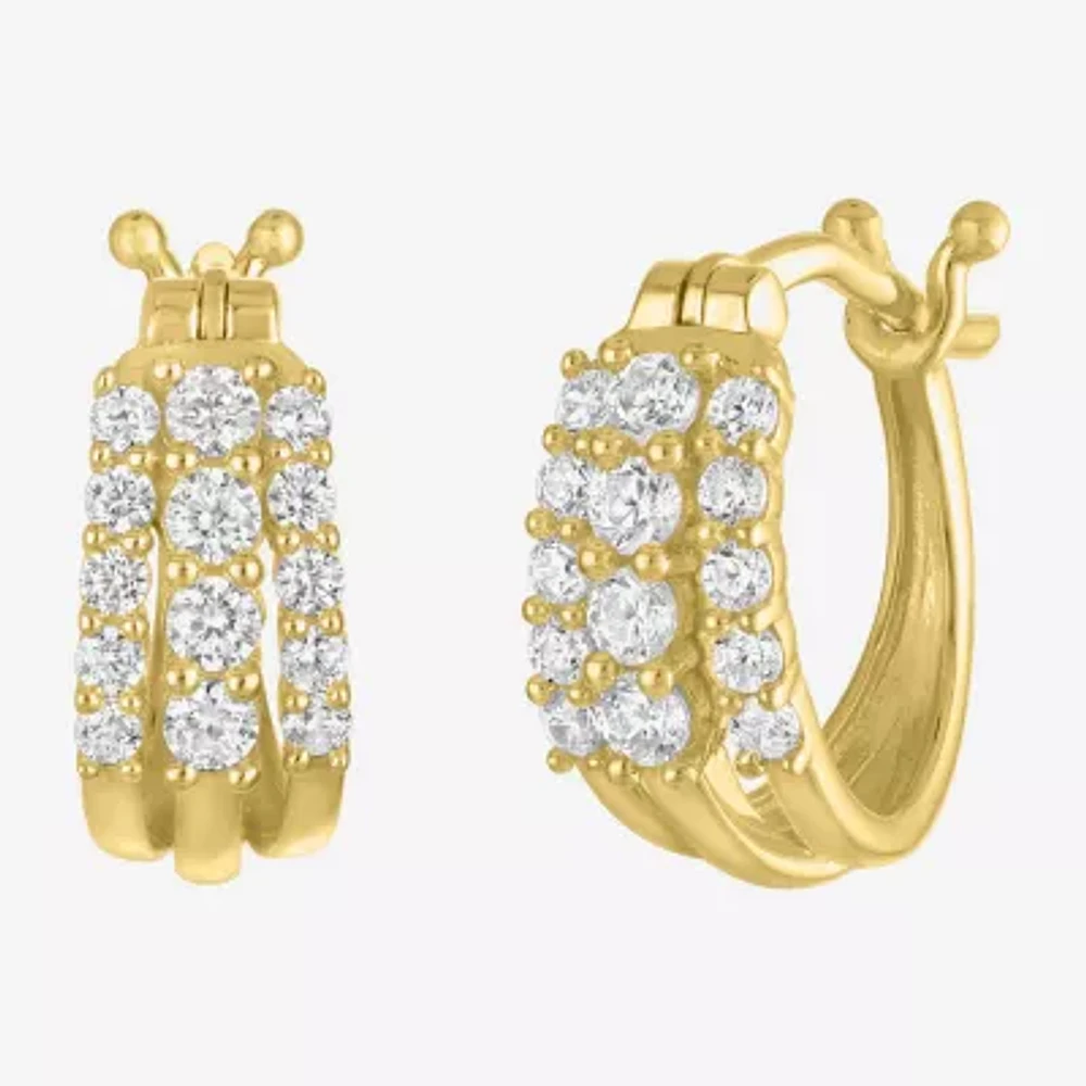 (G-H / I1-I2) 1/3 CT. T.W. Lab Grown White Diamond 10K Gold 12.1mm Hoop Earrings